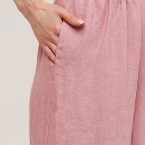 Linen Pants, Stonewashed Linen Trousers, Elastic Waist Linen Pants, Baggy Pants, Palazzo Trousers, Woman Linen Trousers image 5