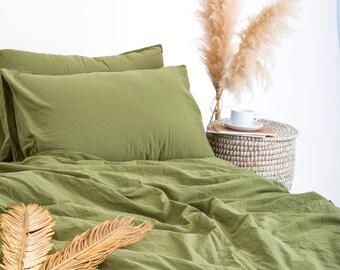 QSH Copripiumino King Size In 100% Cotone Lavato | 3 Pezzi Con Volant | Blu Fiordaliso, Stile Rustico Shabby | 260x240 Cm