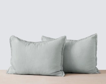 2 Pillow cases Set, StoneWashed Linen, Soft, Stylish, Natural Flex Grey Pillow Shams 20X30