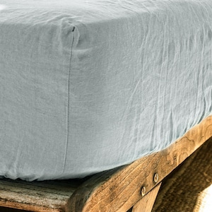 Linen Fitted Sheet, StoneWashed Bed Sheet, Super Soft, Pure Linen, Vintage Look, Fitted Sheets Size: Queen, King, Super King