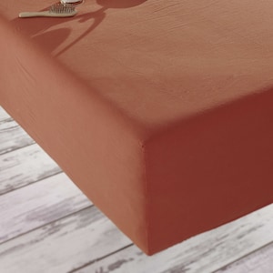 Burnt Orange Fitted Sheet, Stone Washed Cotton Bed Sheet, Natural Bedding, Fitted Sheet Queen, King, S.King