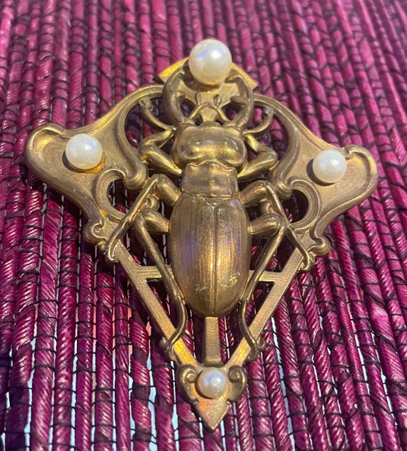 Art nouveau Style Beetle Brooch Pin Insect