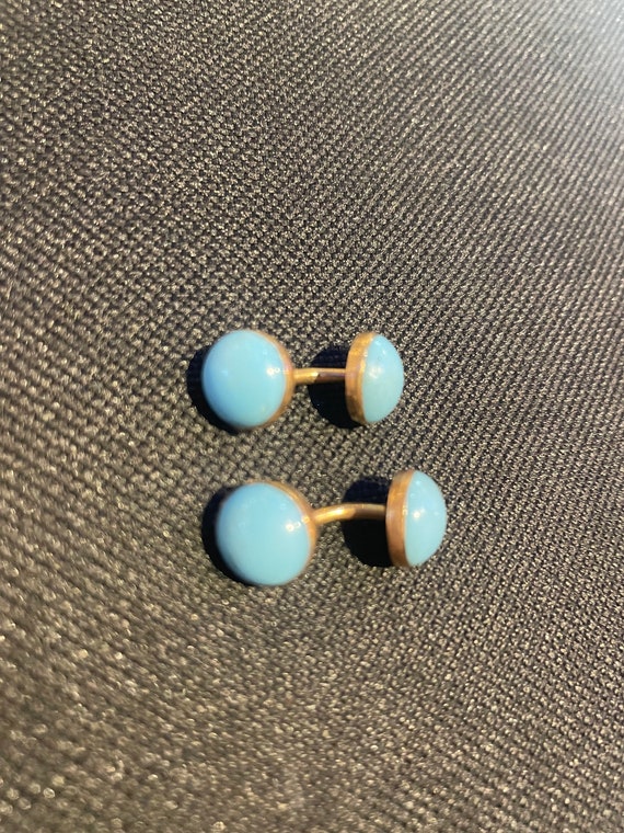 Turquoise and 14k Gold cuff links Beautiful