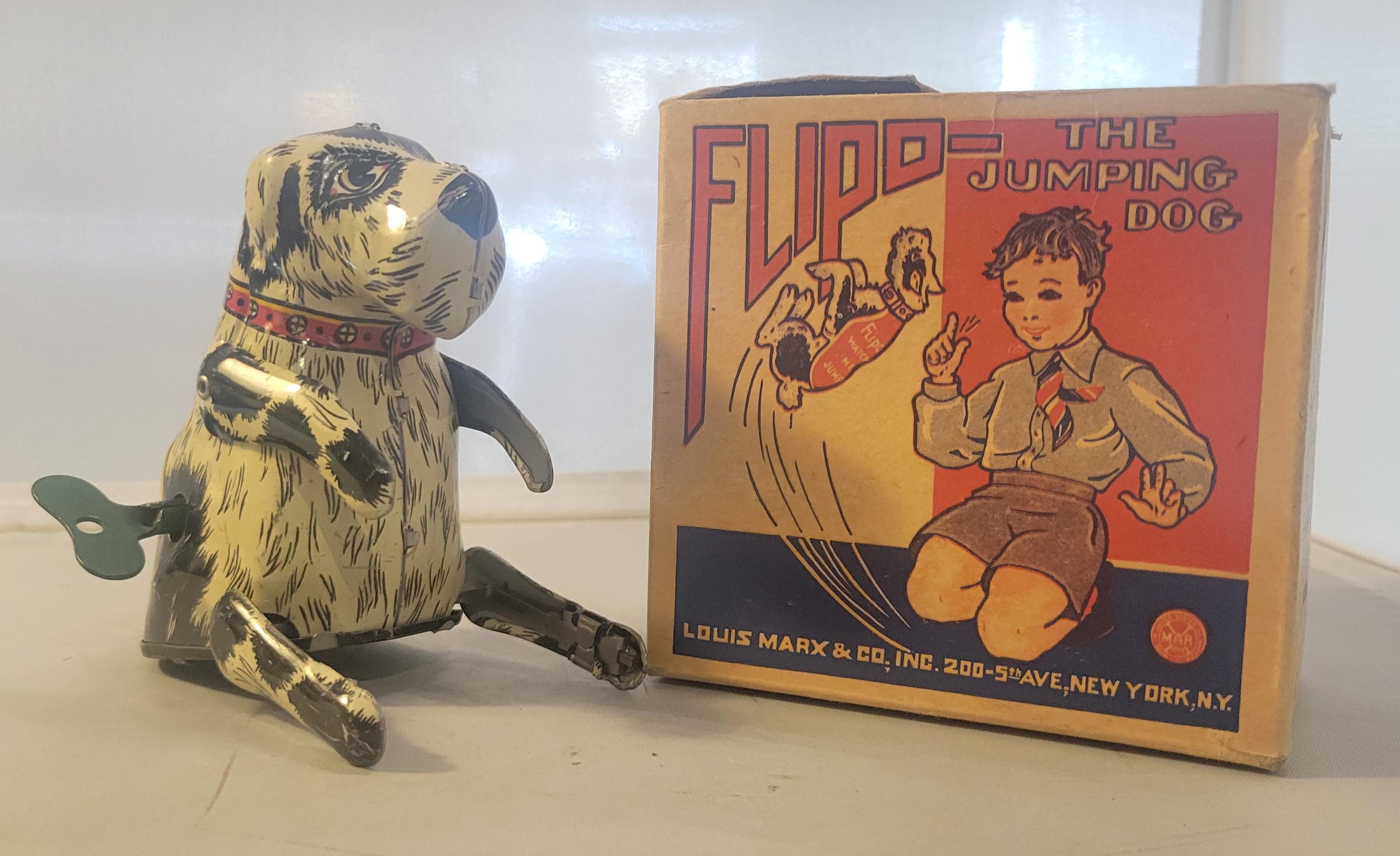 Jouet Mécanique Vintage Chien Avec Os - Jouet à Remontage Wind-up, Métallique, D'occasion