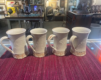 Los Artesanos , Puerto Rico, set of 4 mugs Studio Pottery MCM Great Condition