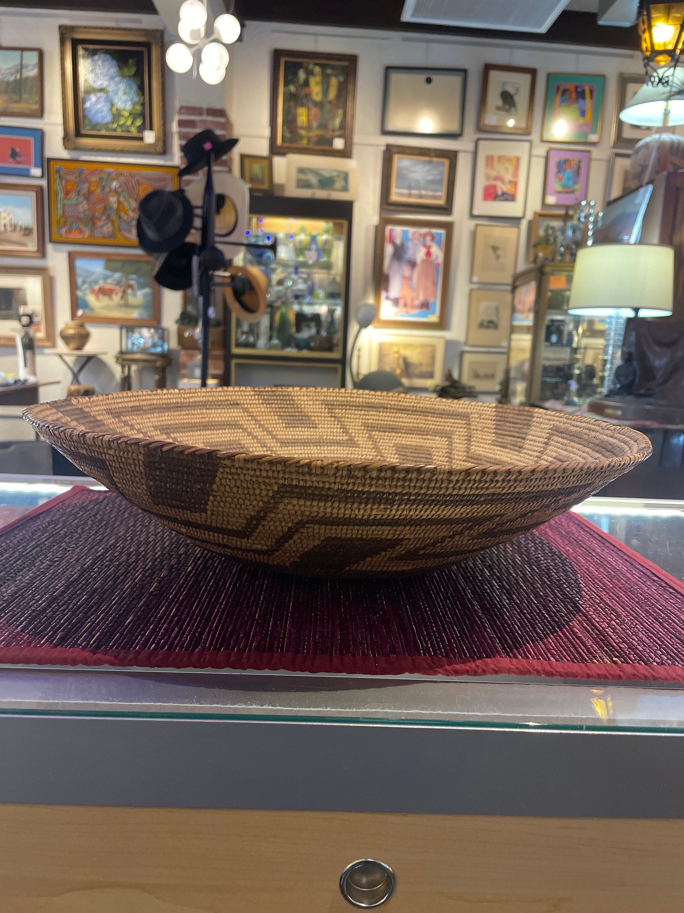 Antique Pima Basket: Native American Geometric Migration Pattern, 16 ...