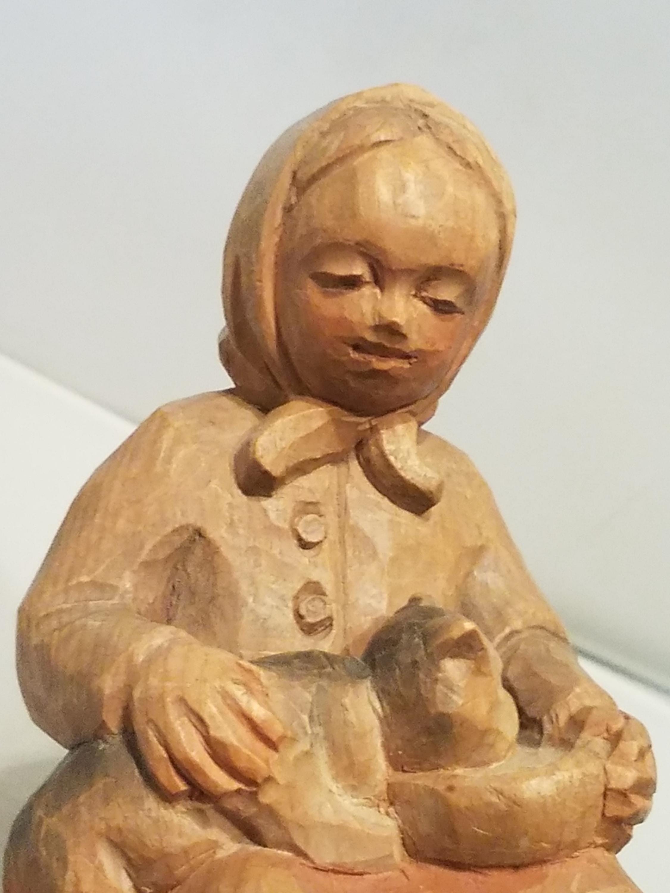 Original Vintage ANRI of Italy Hand Carved Wooden Woman Figurine 7.5 ...