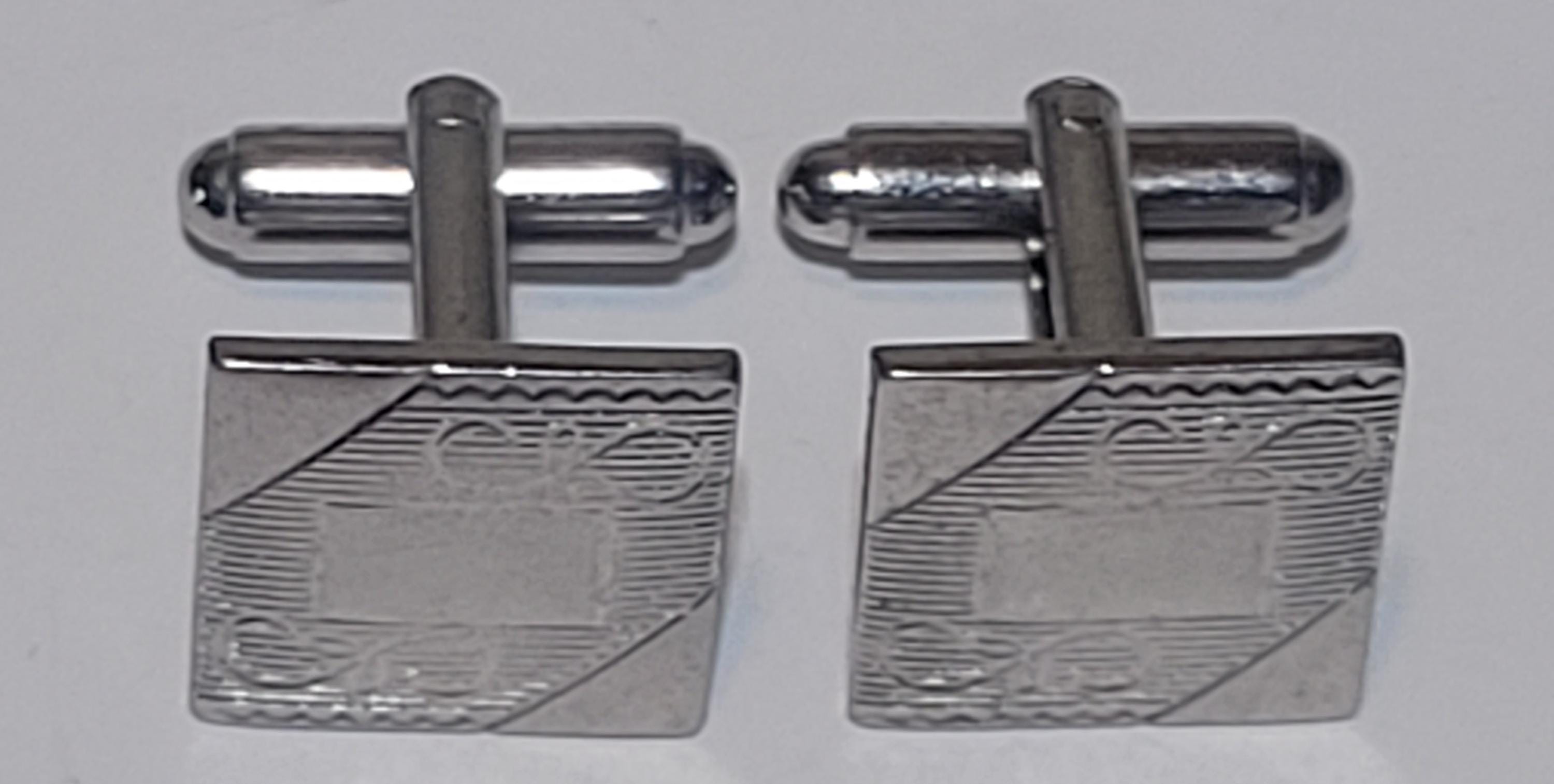 Wonderful Pair of Vintage Original Silver Toned Cufflinks Bullet back
