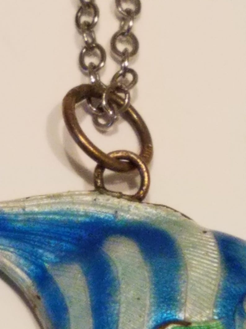 Vintage Enameled Blue Angelfish Necklace - Silver Chain - Etsy