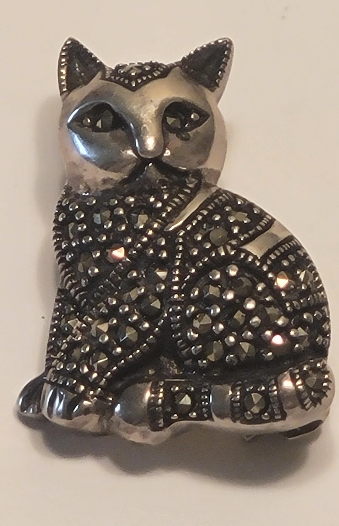 Adorable Vintage Original Sterling Silver 925 Sitting Cat Pin With ...