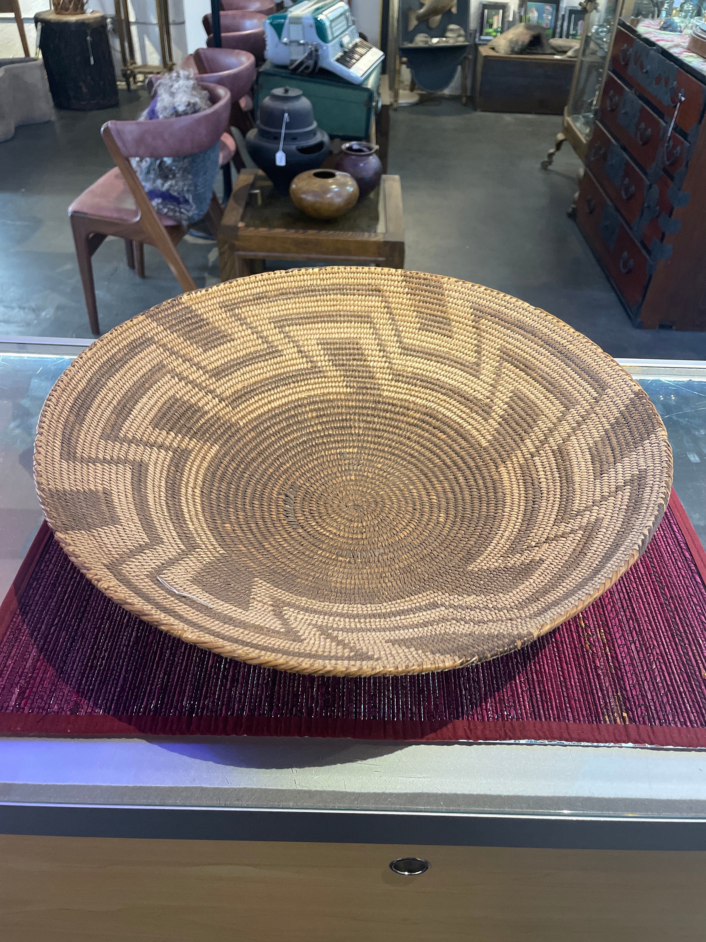 Antique Pima Basket: Native American Geometric Migration Pattern, 16 ...