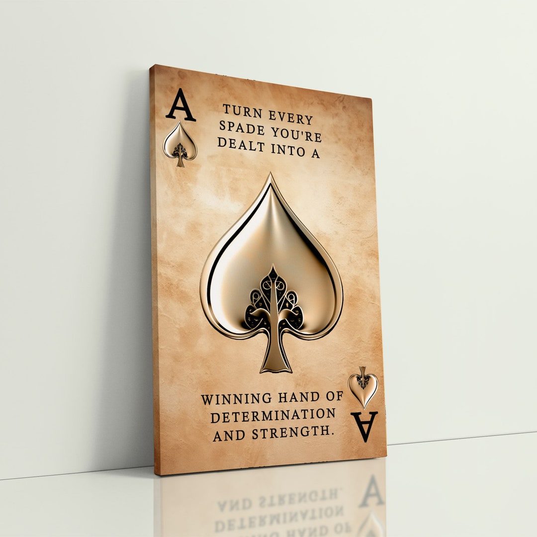 Ace of Spades Determination Quote in Gold Etsy