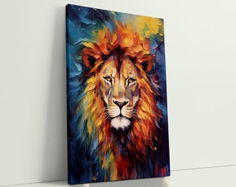 Lion Art Painted Dreams: Lion Roaring Canvas | Wildlife Wall Art for Houses | Lion Closeup Animal | Lion Lovers Gift