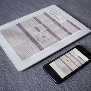 ChatGPT Cheat Sheet For beginners mockup with the cheatsheet displayed on a tablet and a phone.