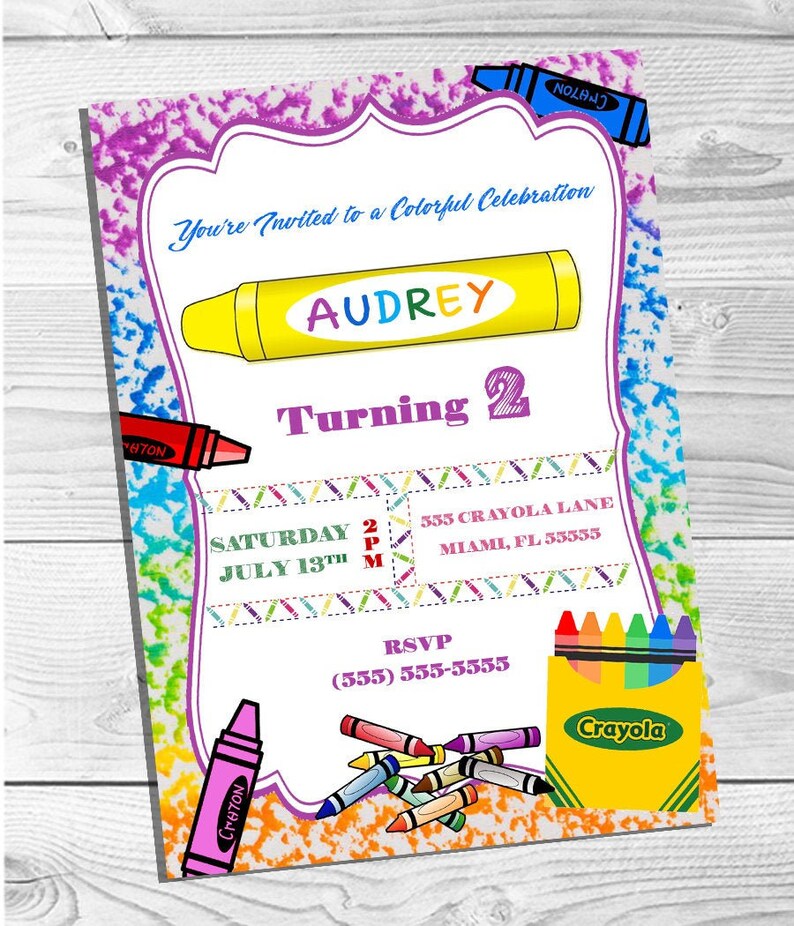 Crayon Birthday Invitation Crayola Party Invitation Crayon | Etsy