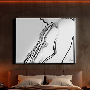 Elegante Maskuline Line Art | Weiße Leinwand | “FIGURATIVE” Vereinfachtes männliches Torso Kunstwerk
