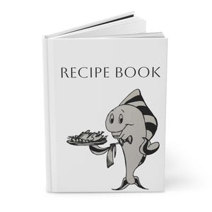 Hardcover Journal, Happy Fish Cooking Companion, Recipe Notebook, Foodie Gift, Kitchen Organizer, Matte Cooking Journal