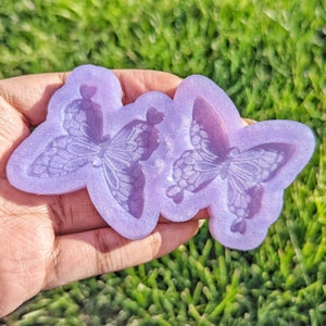 Butterfly with Hearts Silicone Mold, Epoxy Resin Art Jewelry, Earrings, Charms, Necklaces, Pendants, 2 Inches, Unique Design, Cute Kawaii image 1