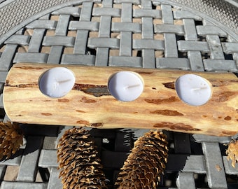 Pine Log Tea Light Holder