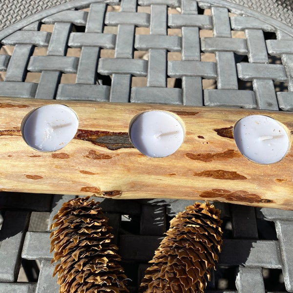 Pine Log Tea Light Holder