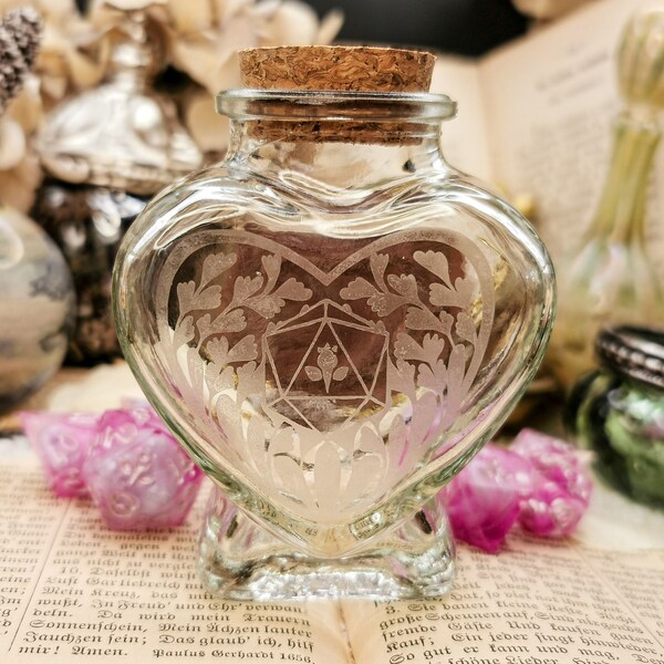 Heart Shaped Potion Bottle - Dice Jar TTRPG DnD