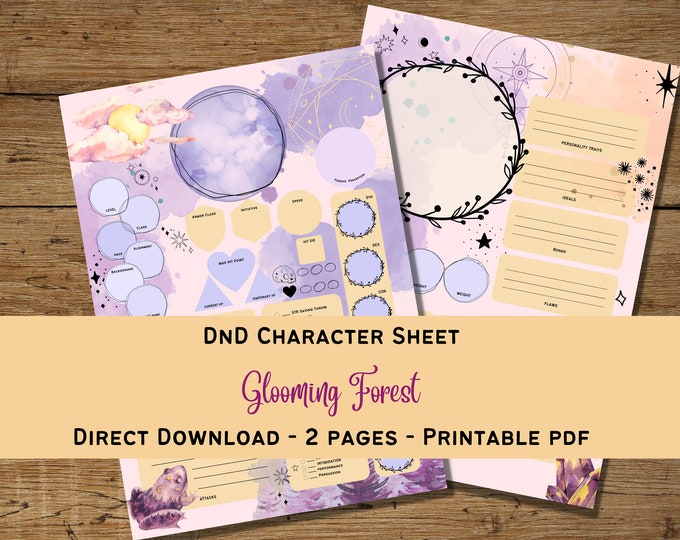 Glooming Forest - Dnd 5e Character Sheet Basic 2 Pages Direct Download ...