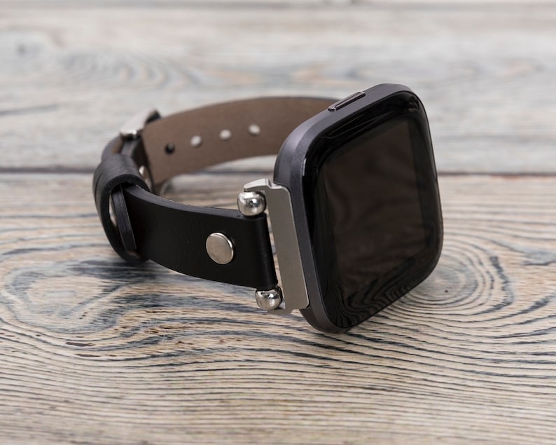 Black Fitbit Versa 2 Leather Watch Band Rose Gold Fitbit | Etsy