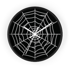 Spindeln - 25 cm väggklocka - Spöklik klocka för Halloween