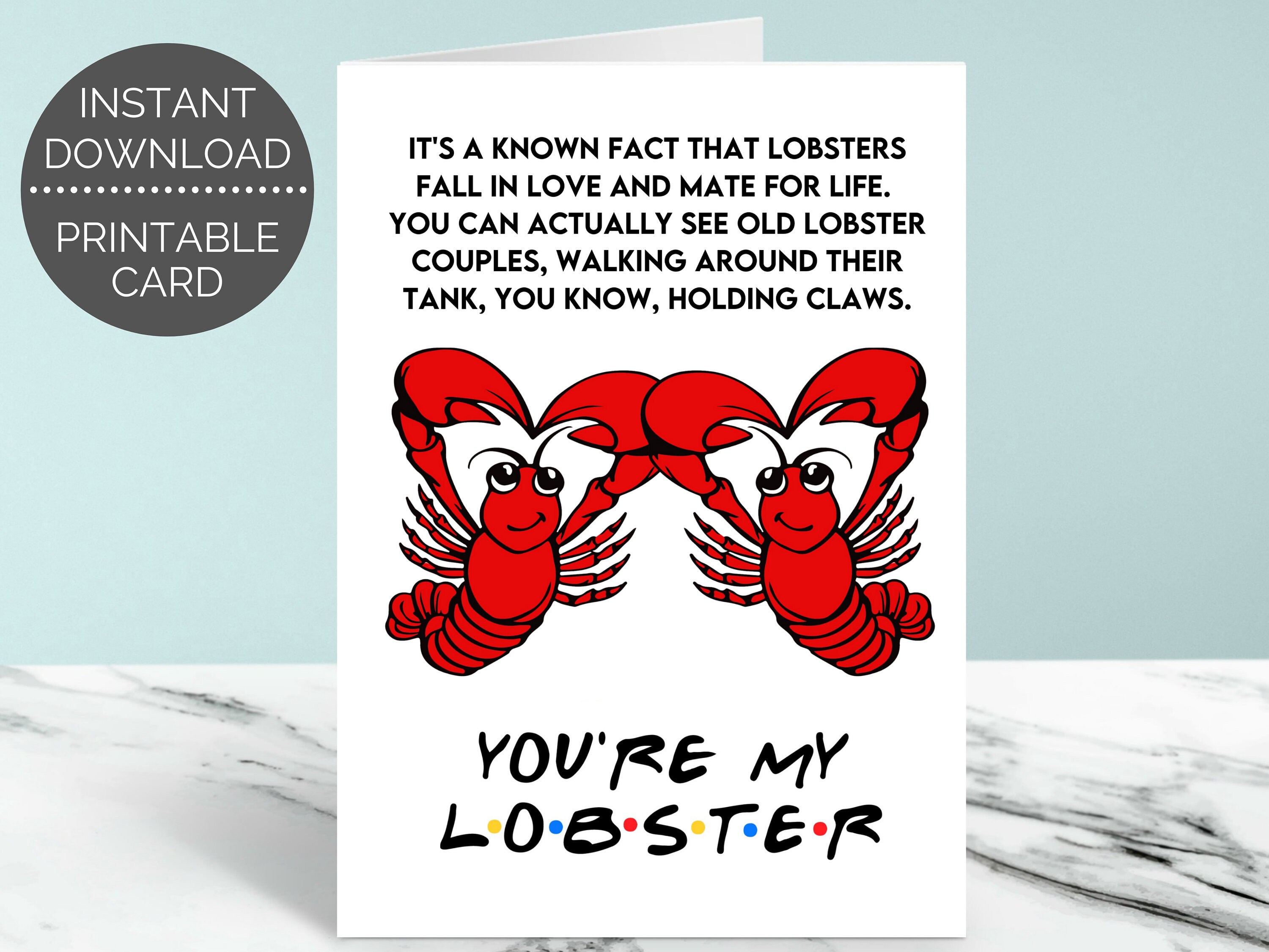 Friends Lobster Love Card Valentines or Anniversary Card | Etsy