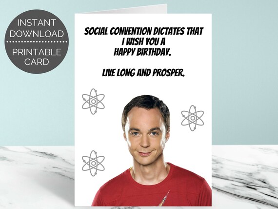Big Bang Theory Birthday Card Card Sheldon Funny Birthday | Etsy