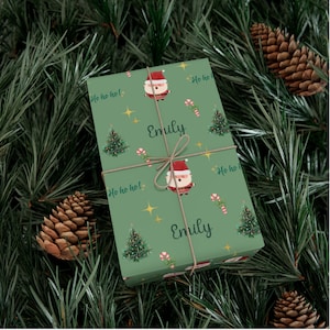 Custom Name Wrapping Paper Personalized, Santa Wrapping Paper For Kids, Matte Finish, Christmas Gift, Holiday Paper