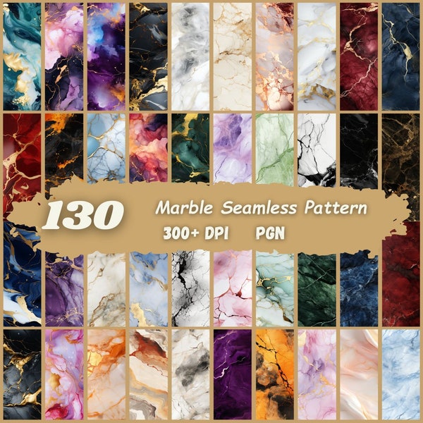 Marble Digital Print Marble Digital Paper Seamless Patterns 300 DPI High Resolution PNG Commercial or Personal Use 130 Image Bundle