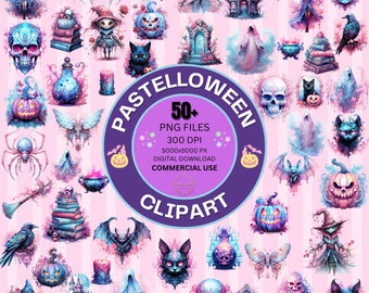 Pastel Halloween Clipart Bundle, Halloween PNG Clipart, Pastel Goth Halloween Tumbler Wrap 300 DPI Commercial Use