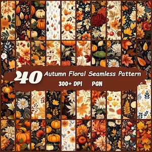 Autumn Digital Print Fall Digital Paper Patterns Seamless Paper PNG 300 DPI Commercial or Personal Use