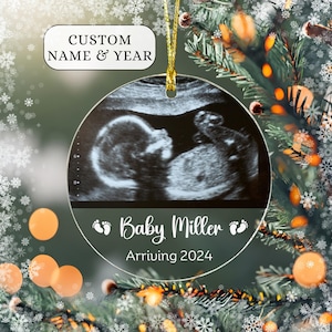 Baby Ultrasound Ornament, Baby Announcement Ornament, Pregnancy Announcement Gifts Keepsake, New Baby Christmas Acrylic Ornament