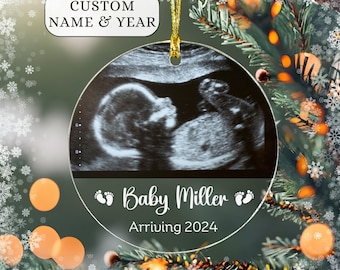 Baby Ultrasound Ornament, Baby Announcement Ornament, Pregnancy Announcement Gifts Keepsake, New Baby Christmas Acrylic Ornament