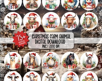 Christmas Round Ornament Bundle Farm Animal PNG Sublimation Designs , Christmas PNG Bundle, Christmas Ornament PNG Designs, Digital Download