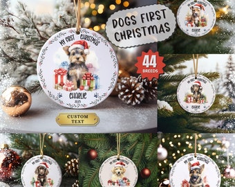 Dogs First Christmas Ornament, Custom Dog Mom Ornament Personalized, Custom Pet Ornament for Dog Lovers, Dog Mom Gift, 44 Different Breeds