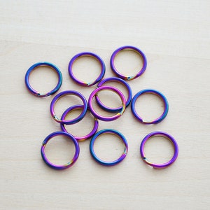 12MM Rainbow Stainless Steel Split Key Ring - Set of 50pcs