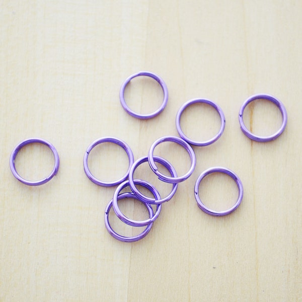 10MM Purple Stainless Steel Split Key Ring - Set of 50pcs