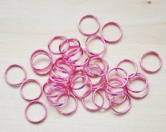 12MM Pink Stainless Steel Split Key Ring - Set of 25 or 50