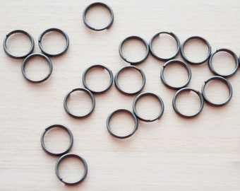 8MM Gunmetal Black Stainless Steel Split Key Ring - Set of 50pcs