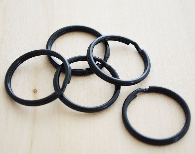 25MM Round Black Split Ring, Black Circle Key Ring, 25MM Key Ring