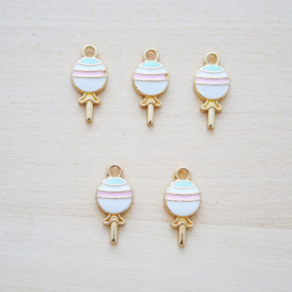 New Baby Rattle Charm - Baby Shower Charms for Keychains - Set of 5 - Girl  Baby Shower Favors - Lollipop Keychain Charms Cute