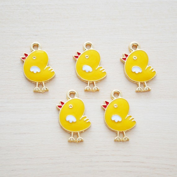 Yellow Enamel Chicken Charm Enamel Animal Charms Yellow Chick Cute Charms  for Jewelry Making Set of 5 Crazy Chicken Lady Gift -  Denmark