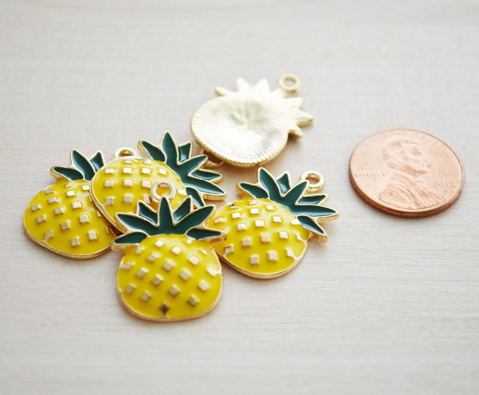 Chunky Pineapple Charms Yellow Enamel Pineapple Charm Etsy