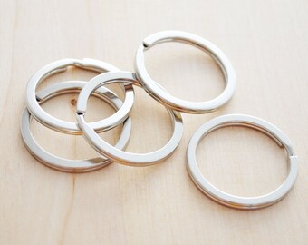 10 Silver Key Rings, 30MM Split Ring, Silver Tone Circle Key Ring, 30MM Key Ring, Silver Round Keychain Ring