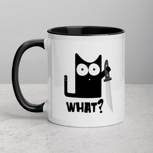 Halloween Mug - Cat Lover Mug - Funny Cat Mug - Animal Lovers Mug - Assassin Cat Coffee Mug - Lefty & Righty Mug