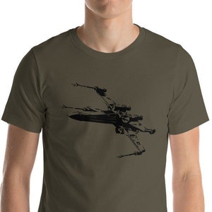 X-Wing StarFighter Star Wars - Black logo on army green - Men / Women Unisex T-Shirt - Gift Idea Dad, Mom, Brother, Sister & Star Wars fans