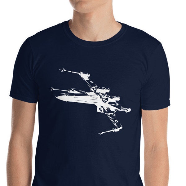 X-Wing StarFighter Star Wars - white logo on navy blue Men / Women Unisex T-Shirt - Dad/Father's Day Gift Idea